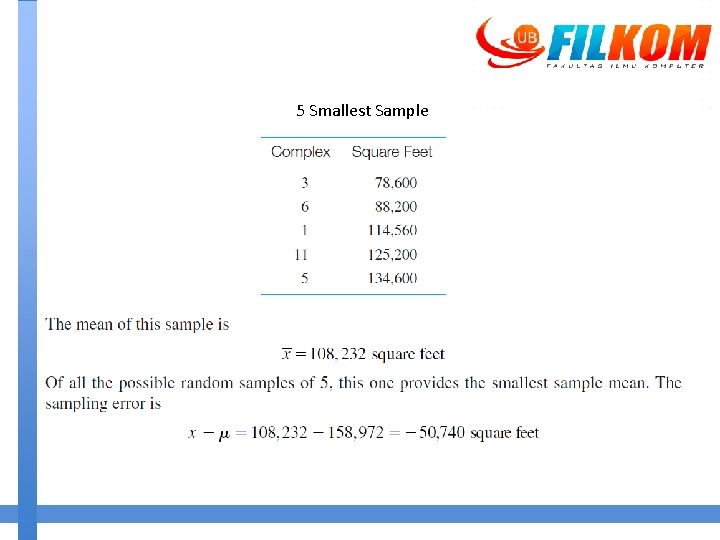 5 Smallest Sample 