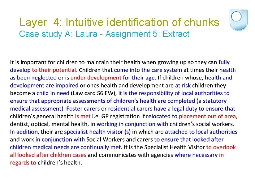 Layer 4: Intuitive identification of chunks Case study A: Laura - Assignment 5: Extract