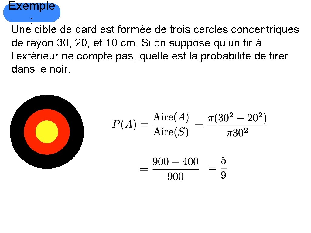 Exemple : Une cible de dard est formée de trois cercles concentriques de rayon