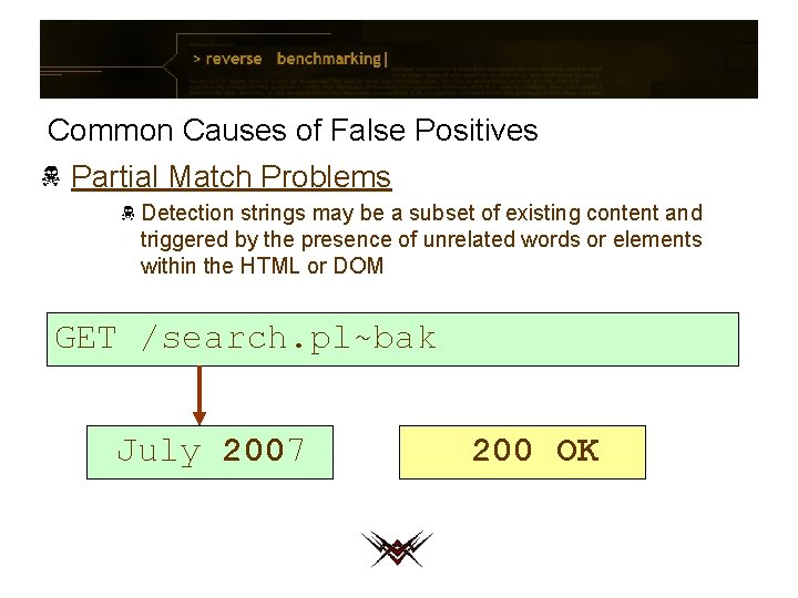 Common Causes of False Positives Partial Match Problems Detection strings may be a subset