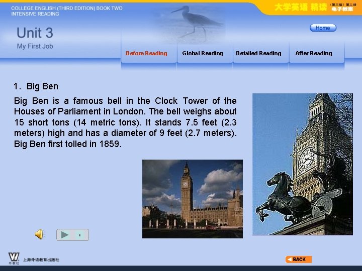 Before Reading Global Reading Detailed Reading 1. Big Ben is a famous bell in