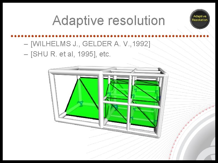 Adaptive resolution – [WILHELMS J. , GELDER A. V. , 1992] – [SHU R.