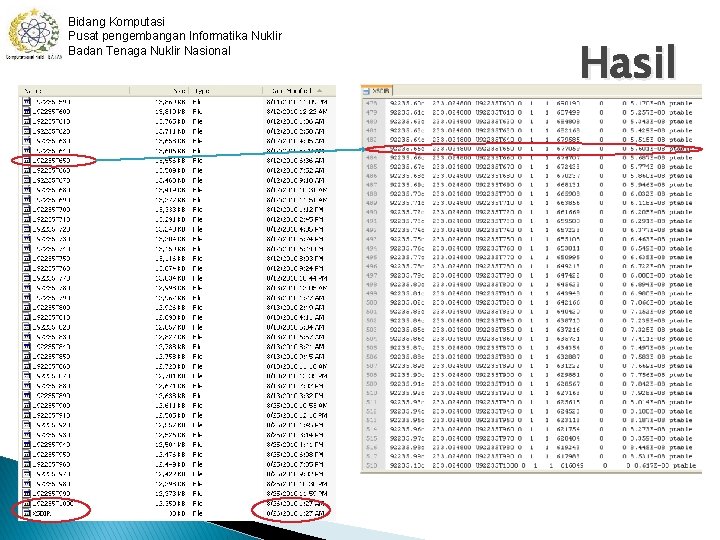 Bidang Komputasi Pusat pengembangan Informatika Nuklir Badan Tenaga Nuklir Nasional Hasil 