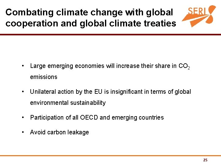 Combating climate change with global cooperation and global climate treaties • Large emerging economies