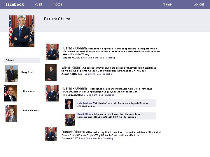 facebook Wall Photos Name Barack Obama After seven long years, combat operations in Iraq