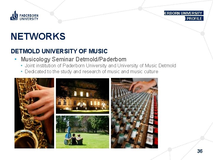 PADERBORN UNIVERSITY IN PROFILE NETWORKS DETMOLD UNIVERSITY OF MUSIC • Musicology Seminar Detmold/Paderborn •