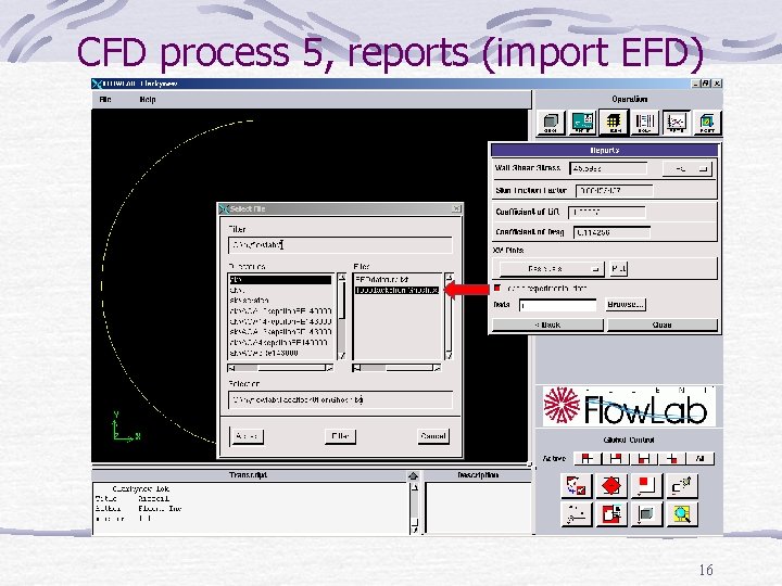 CFD process 5, reports (import EFD) 16 