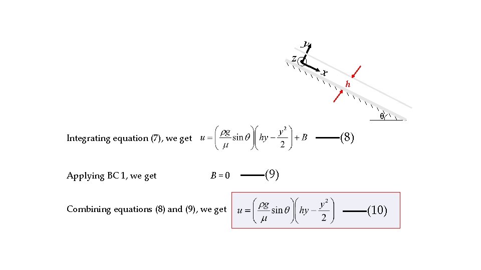 y z x h θ (8) Integrating equation (7), we get Applying BC 1,