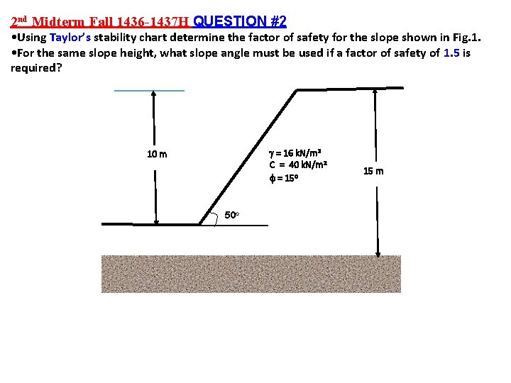 2 nd Midterm Fall 1436 -1437 H QUESTION #2 • Using Taylor’s stability chart
