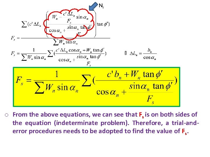 Nr o From the above equations, we can see that Fs is on both