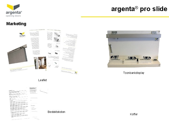 argenta® pro slide Marketing Toonbankdisplay Leaflet Bestekteksten Koffer 