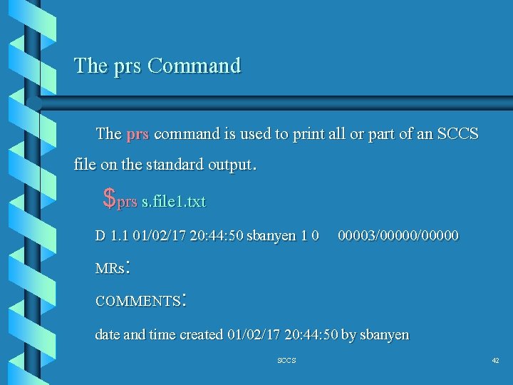 The prs Command The prs command is used to print all or part of
