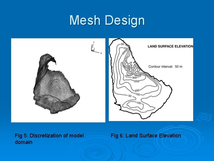 Mesh Design Fig 5: Discretization of model domain Fig 6: Land Surface Elevation 