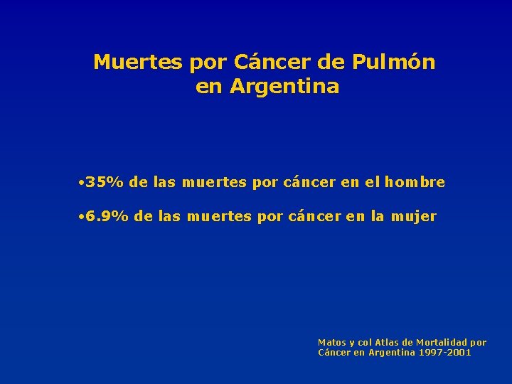 Muertes por Cáncer de Pulmón en Argentina • 35% de las muertes por cáncer