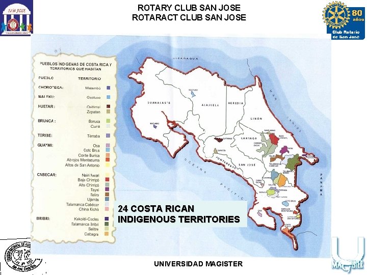ROTARY CLUB SAN JOSE ROTARACT CLUB SAN JOSE 24 COSTA RICAN INDIGENOUS TERRITORIES WITH
