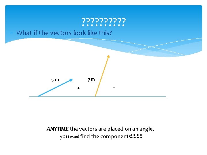 ? ? ? ? ? What if the vectors look like this? 7 m