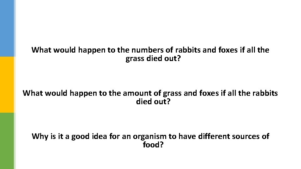 What would happen to the numbers of rabbits and foxes if all the grass