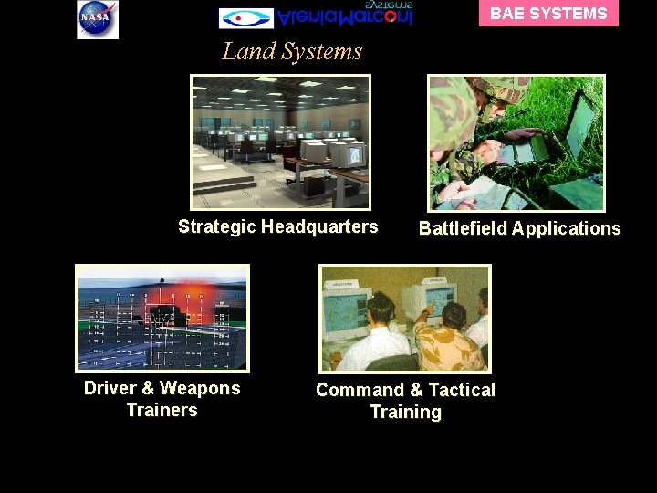 BAE SYSTEMS Land Systems Strategic Headquarters Driver & Weapons Trainers Battlefield Applications Command &