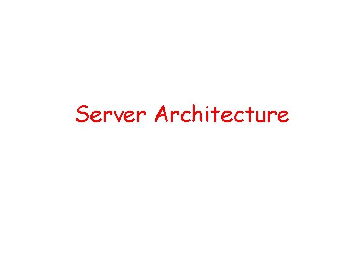Server Architecture 