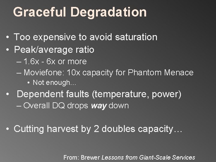 Graceful Degradation • Too expensive to avoid saturation • Peak/average ratio – 1. 6