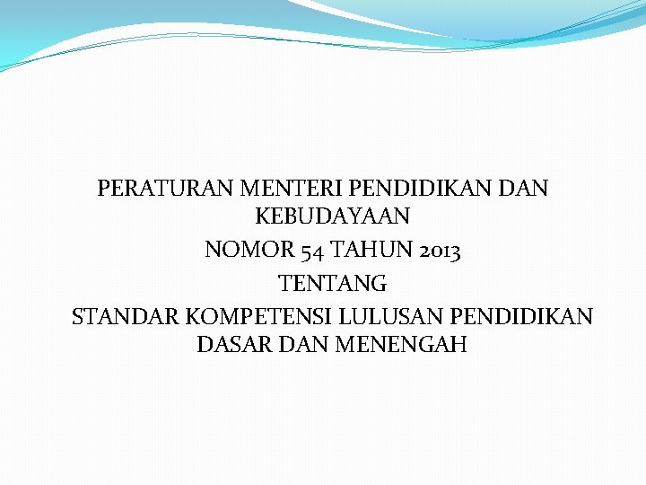 PERATURAN MENTERI PENDIDIKAN DAN KEBUDAYAAN NOMOR 54 TAHUN 2013 TENTANG STANDAR KOMPETENSI LULUSAN PENDIDIKAN