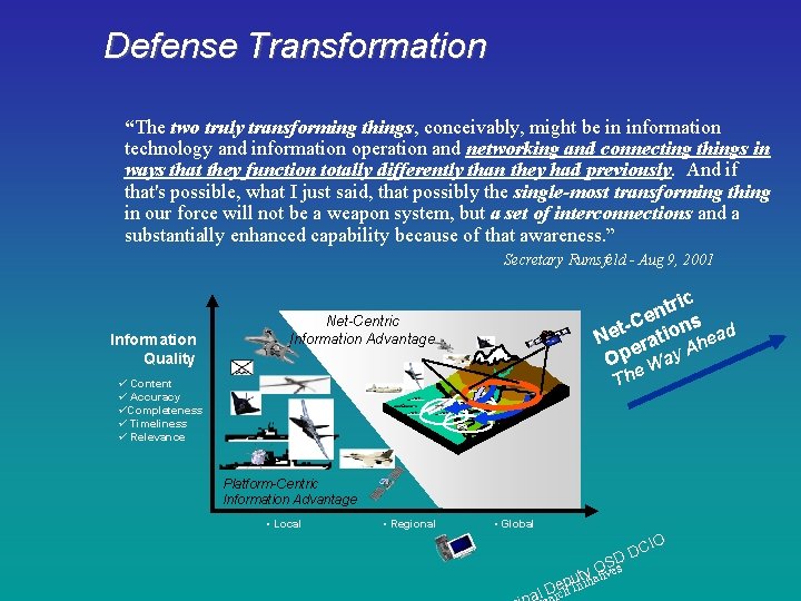 Defense Transformation “The two truly transforming things, conceivably, might be in information technology and
