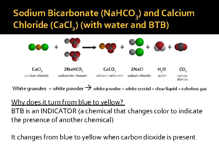 Sodium Bicarbonate (Na. HCO 3) and Calcium Chloride (Ca. Cl 2) (with water and