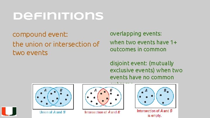 definitions compound event: the union or intersection of two events overlapping events: when two definitions compound event: the union or intersection of two events overlapping events: when two