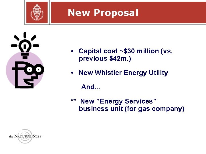 New Proposal • Capital cost ~$30 million (vs. previous $42 m. ) • New