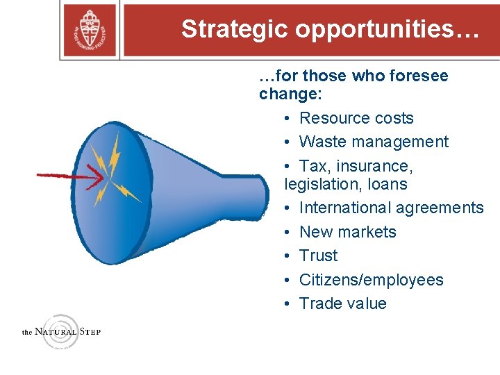 Strategic opportunities… …for those who foresee change: • Resource costs • Waste management •