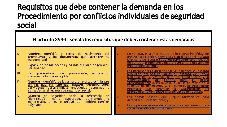 Requisitos que debe contener la demanda en los Procedimiento por conflictos individuales de seguridad