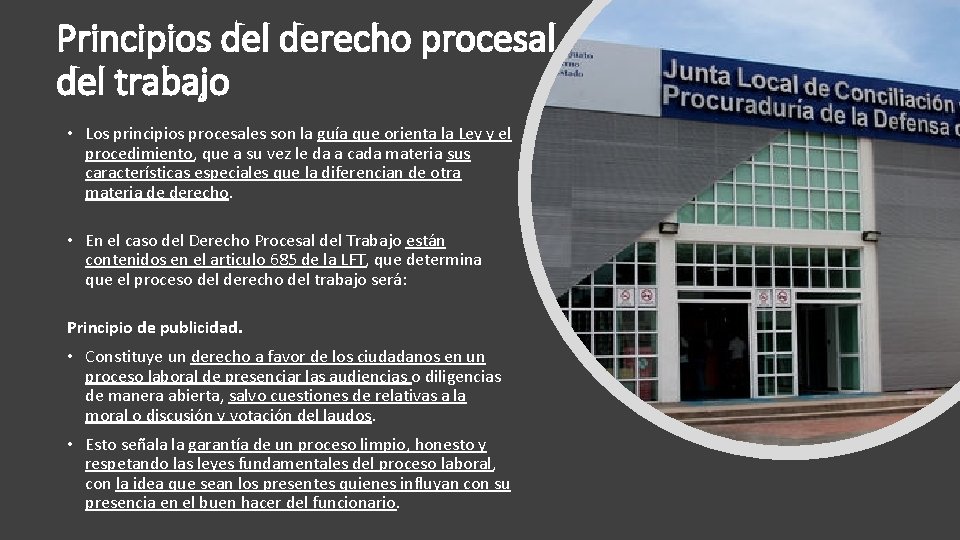 Principios del derecho procesal del trabajo • Los principios procesales son la guía que