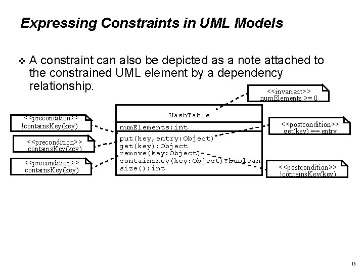 Expressing Constraints in UML Models A constraint can also be depicted as a note