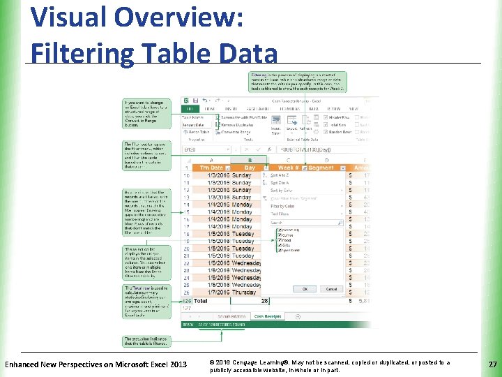 Visual Overview: Filtering Table Data Enhanced New Perspectives on Microsoft Excel 2013 © 2016