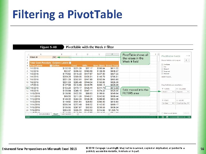 Filtering a Pivot. Table Enhanced New Perspectives on Microsoft Excel 2013 © 2016 Cengage