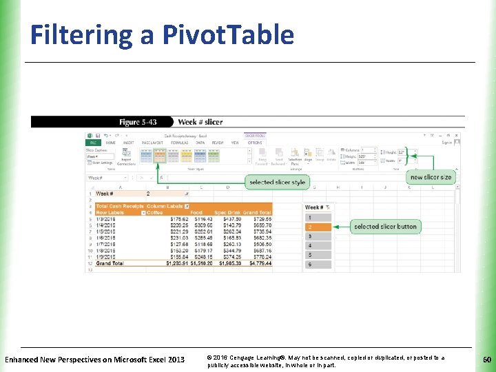 Filtering a Pivot. Table Enhanced New Perspectives on Microsoft Excel 2013 © 2016 Cengage