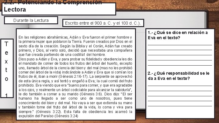 2. 2. - Potenciando la Comprensión Lectora Durante la Lectura T e x t