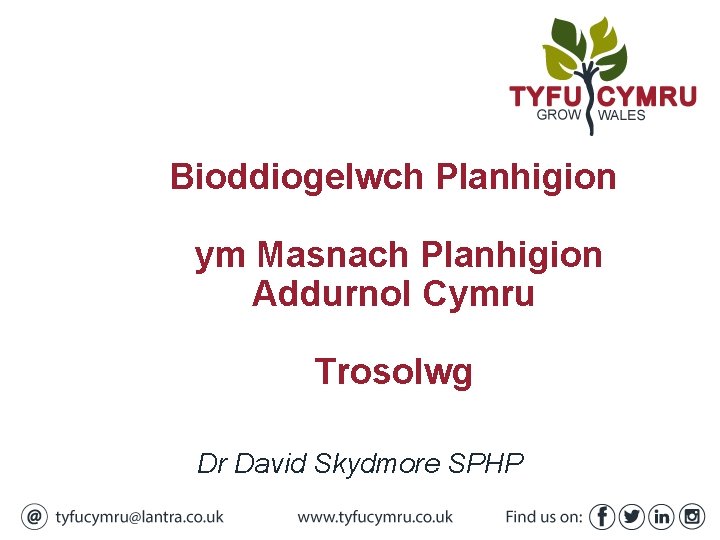 Bioddiogelwch Planhigion ym Masnach Planhigion Addurnol Cymru Trosolwg Dr David Skydmore SPHP 