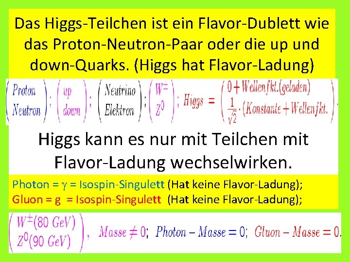 Das Higgs-Teilchen ist ein Flavor-Dublett wie das Proton-Neutron-Paar oder die up und down-Quarks. (Higgs
