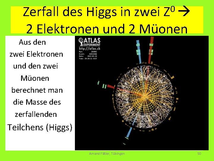 0 Z Zerfall des Higgs in zwei 2 Elektronen und 2 Müonen Aus den