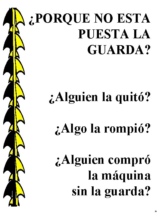 ¿PORQUE NO ESTA PUESTA LA GUARDA? ¿Alguien la quitó? ¿Algo la rompió? ¿Alguien compró