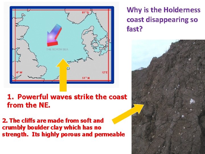 Why is the Holderness coast disappearing so fast? 1. Powerful waves strike the coast