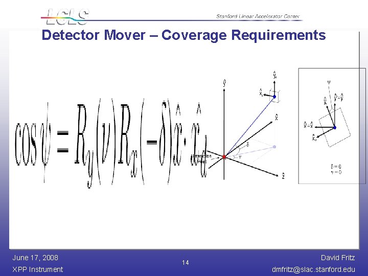 Detector Mover – Coverage Requirements June 17, 2008 XPP Instrument 14 David Fritz dmfritz@slac.