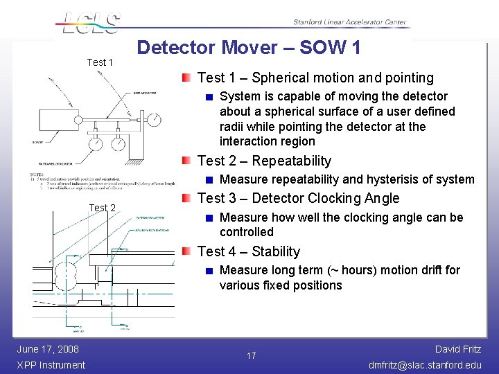 Test 1 Detector Mover – SOW 1 Test 1 – Spherical motion and pointing