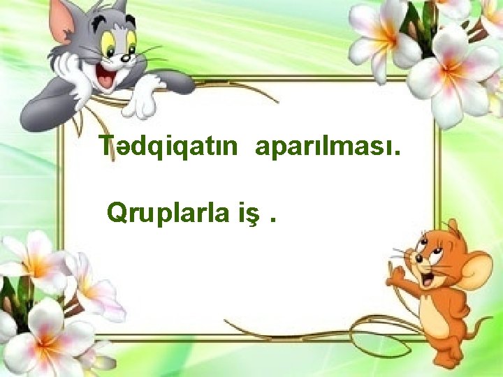 Tədqiqatın aparılması. Qruplarla iş. 