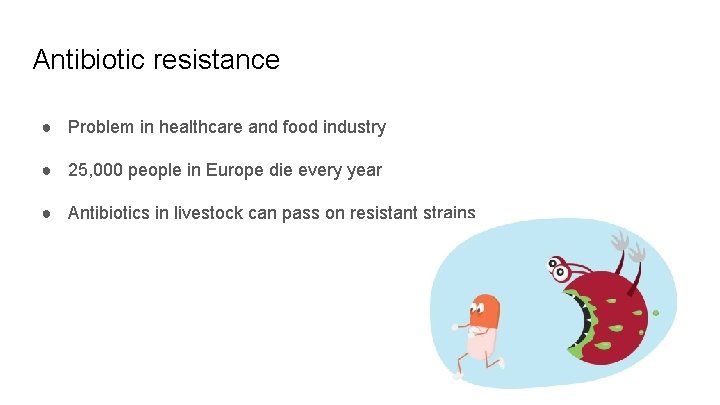 Antibiotic resistance ● Problem in healthcare and food industry ● 25, 000 people in