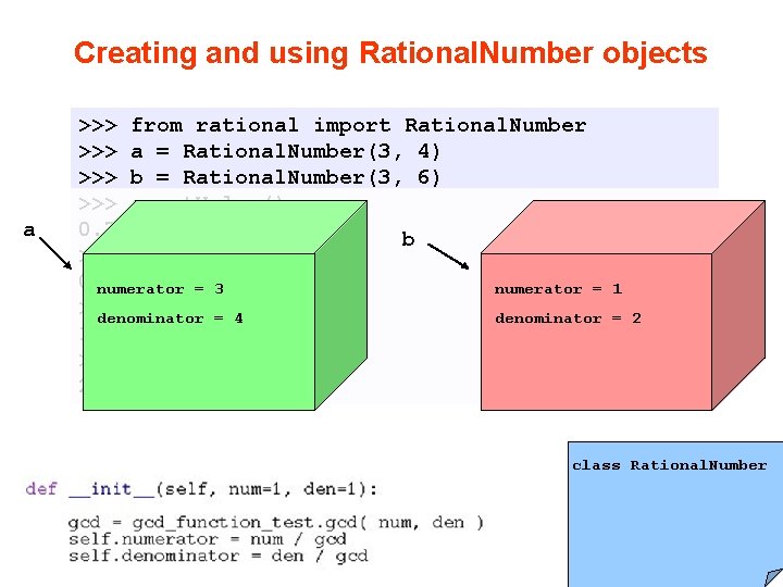 Creating and using Rational. Number objects a >>> from rational import Rational. Number >>>