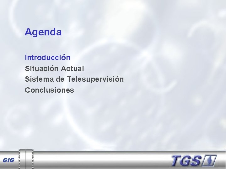 Agenda Introducción Situación Actual Sistema de Telesupervisión Conclusiones GIG 