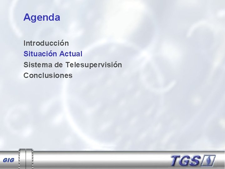 Agenda Introducción Situación Actual Sistema de Telesupervisión Conclusiones GIG 
