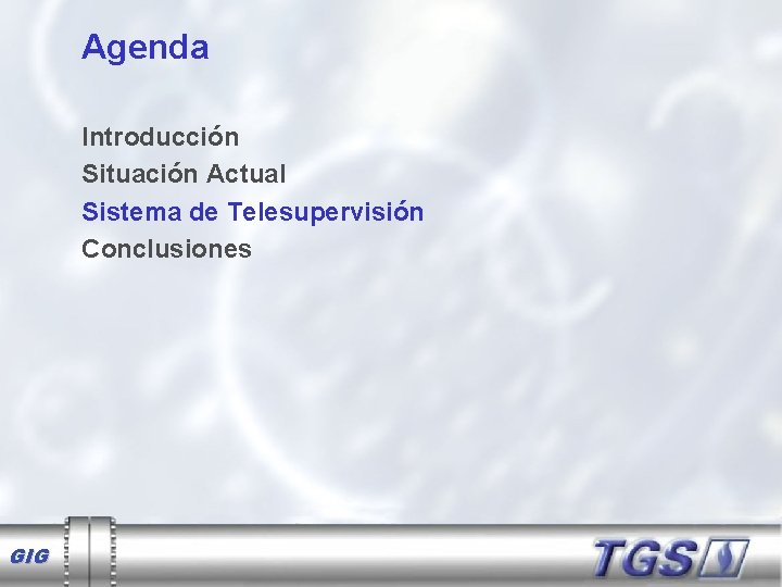 Agenda Introducción Situación Actual Sistema de Telesupervisión Conclusiones GIG 